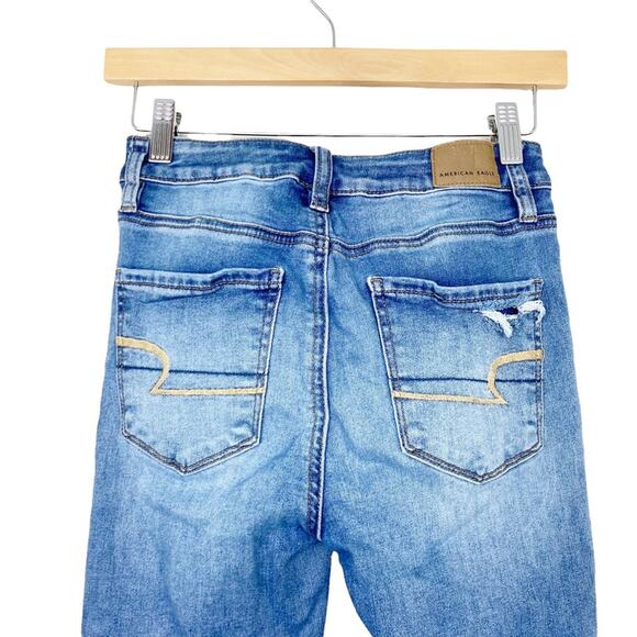 American Eagle Super High Rise Distressed Jegging Skinny Jeans Sz 0 - Picture 8 of 9